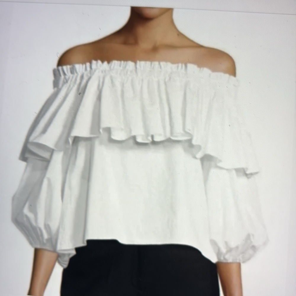Alexis Barbie Of The Shoulder White Ruffle Blouse M